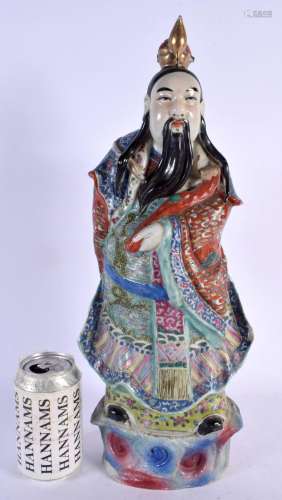 A LARGE EARLY 20TH CENTURY CHINESE PORCELAIN FIGURE OF AN IM...