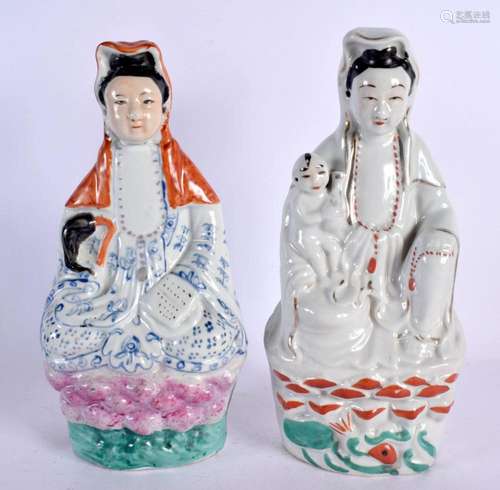 TWO CHINESE REPUBLICAN PERIOD FAMILLE ROSE FIGURES. Largest ...