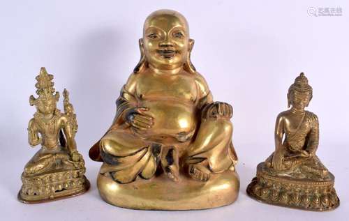 THREE EARLY 20TH CENTURY CHINESE TIBETAN BRONZE BUDDHAS in v...