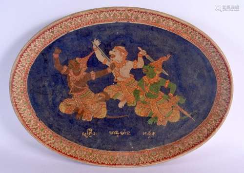 A RARE 19TH CENTURY SOUTH EAST ASIAN PAINTED POTTERY DISH Th...