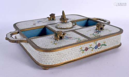 AN EARLY 20TH CENTURY CHINESE CLOISONNE ENAMEL SMOKERS COMPE...