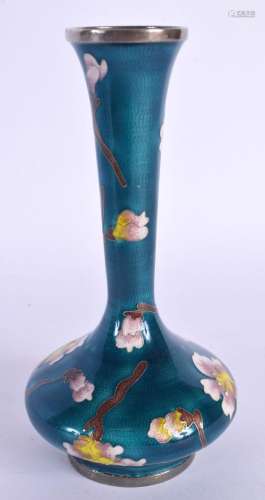 AN EARLY 20TH CENTURY SILVER AND CLOISONNE ENAMEL VASE decor...