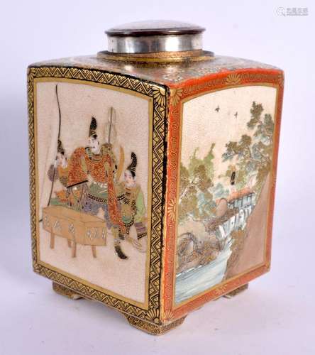 A FINE 19TH CENTURY JAPANESE MEIJI PERIOD SATSUMA TEA CANIST...