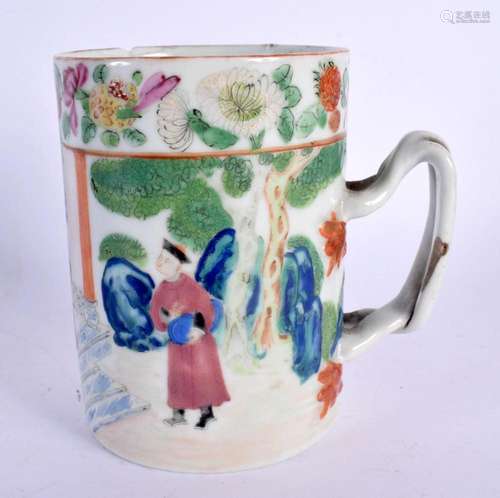 A CHARMING 19TH CENTURY CHINESE FAMILLE ROSE CANTON MUG Qing...