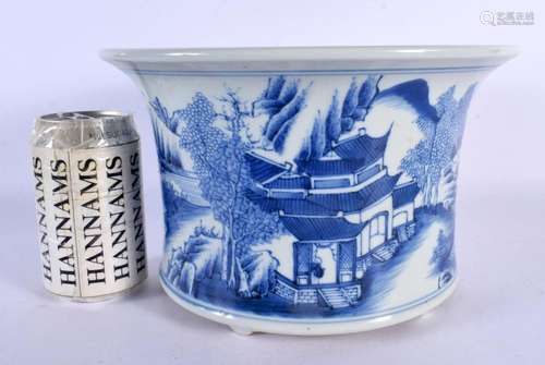 AN EARLY 20TH CENTURY CHINESE BLUE AND WHITE PORCELAIN PLANT...