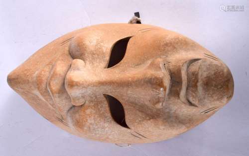 A JAPANESE TAISHO PERIOD CARVED WOOD REVERSIBLE MASK depicti...