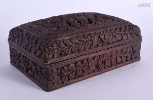 A LATE 19TH CENTURY CHINESE CARVED CINNABAR LACQUER BOX AND ...
