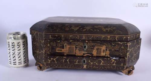 A LARGE EARLY 19TH CENTURY CHINESE EXPORT BLACK LACQUER BOX ...