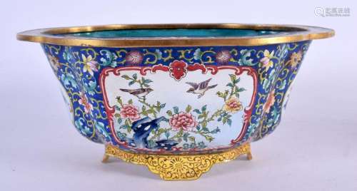 AN EARLY 20TH CENTURY CHINESE CANTON ENAMEL LOBED CENSER Lat...