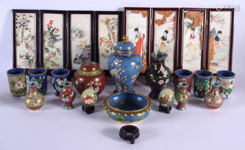 A LARGE COLLECTION OF CHINESE CLOISONNE ENAMEL WARES togethe...