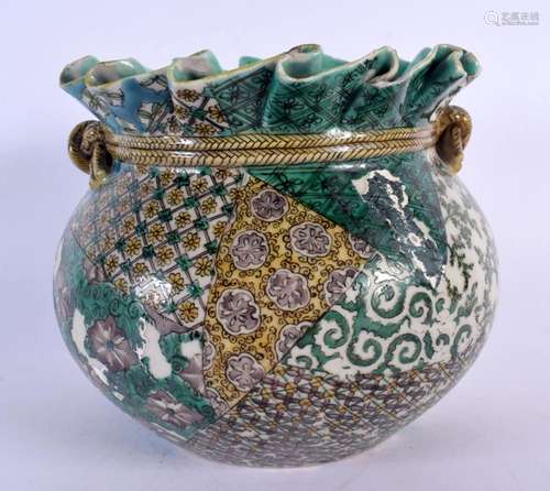 AN UNUSUAL 19TH CENTURY JAPANESE MEIJI PERIOD AO KUTANI VASE...