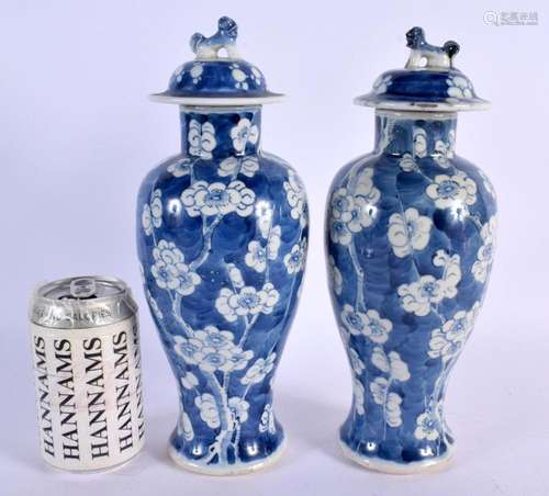 A PAIR OF 19TH CENTURY CHINESE BLUE AND WHITE PORCELAIN VASE...