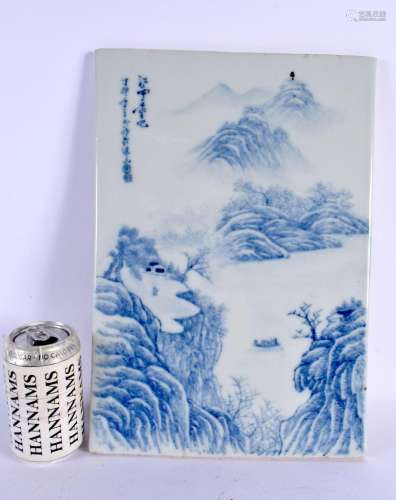 A LARGE CHINESE BLUE AND WHITE PORCELAIN TILE 20th Century. ...