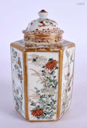 A 19TH CENTURY JAPANESE MEIJI PERIOD PORCELAIN TEA CADDY AND...
