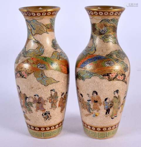 A FINE PAIR OF 19TH CENTURY JAPANESE MEIJI PERIOD SATSUMA VA...