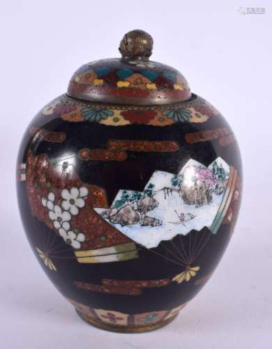 A 19TH CENTURY JAPANESE MEIJI PERIOD CLOISONNE ENAMEL JAR AN...