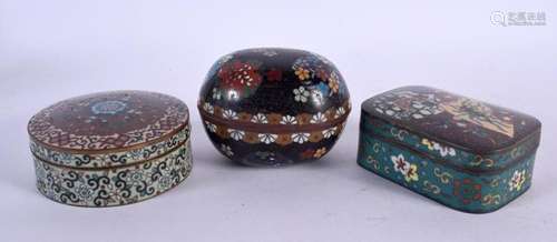 THREE 19TH CENTURY JAPANESE MEIJI PERIOD CLOISONNE ENAMEL BO...