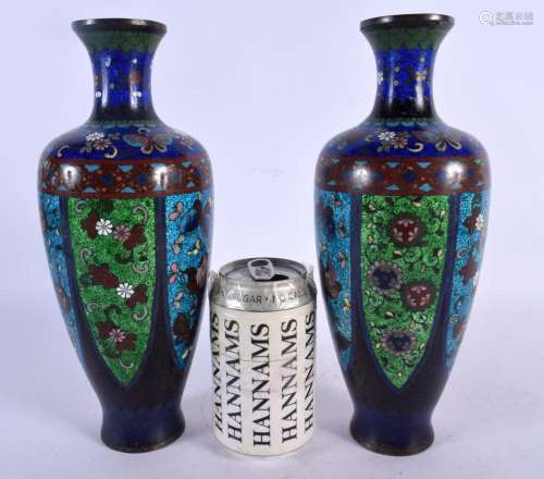 A PAIR OF 19TH CENTURY JAPANESE MEIJI PERIOD CLOISONNE ENAME...