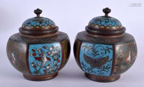 A PAIR OF 19TH CENTURY JAPANESE MEIJI PERIOD CLOISONNE ENAME...