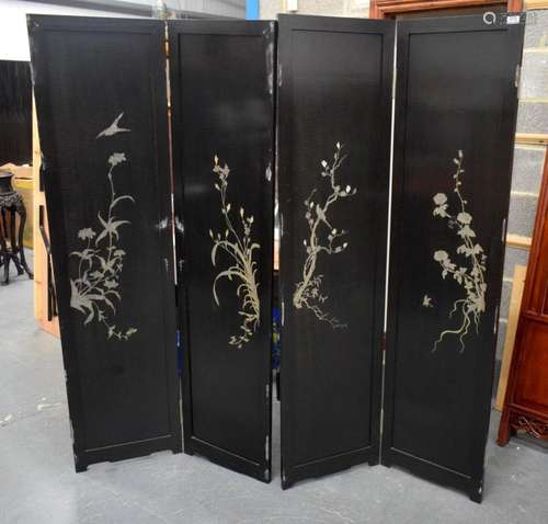 A CHINESE REPUBLICAN PERIOD HARDWOOD SILVER INLAID SCREEN. 1...