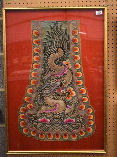 TWO 19TH CENTURY CHINESE SILK WORK PANELS. Largest 80 cm x 6...