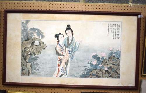 A LARGE EARLY 20TH CENTURY CHINESE WATERCOLOUR. 115 cm x 65 ...