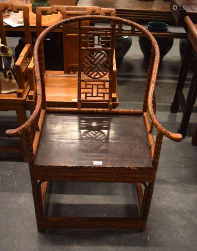 A CHINESE REPUBLICAN PERIOD BAMBOO CHAIR. 100 cm x 65 cm.