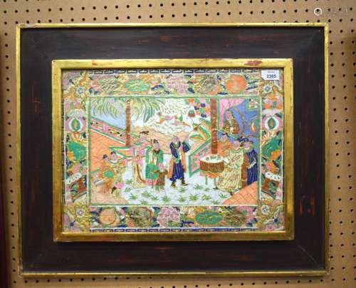 AN EARLY 20TH CENTURY CHINESE FRAMED SILK EMBROIDERED PANEL....