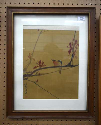 A PAIR OF CHINESE SILK PAINTINGS 20th Century. 60 cm x 45 cm...