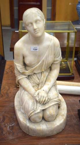 A GOOD 19TH CENTURY ITALIAN CARVED MARBLE FIGURE OF A FEMALE...