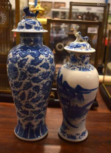 TWO 19TH CENTURY CHINESE BLUE AND WHITE PORCELAIN VASES Kang...