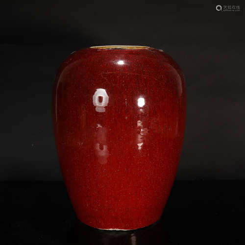清中期 祭红冬瓜罐