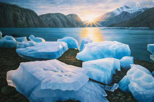 万山河 冰川系列 油画 镜框