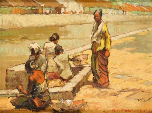 Gerard Pieter Adolfs (1898-1968)<br />
'Washing at the Kali'...