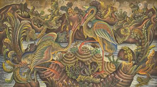 Dewa Ketut Rungun (1922-1986)<br />
'Birds and fish', signed...