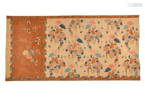 Batik Belanda sarong, decorated with flowers, a bird and a b...