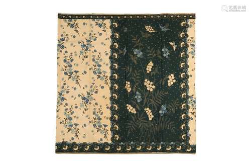 Batik Belanda sarong, tubular, decorated with flowers, birds...