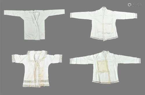 Four white kebaya's:1) L/W: 75 x 105 cm, end 19th century. 2...