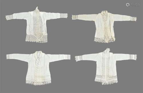 Four white kebaya's, Indo-Chinese, end 19th century:1) L/W: ...