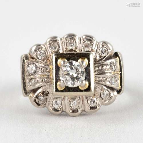 A ring, white gold with diamonds. 20th C. 6,17g. size 55.