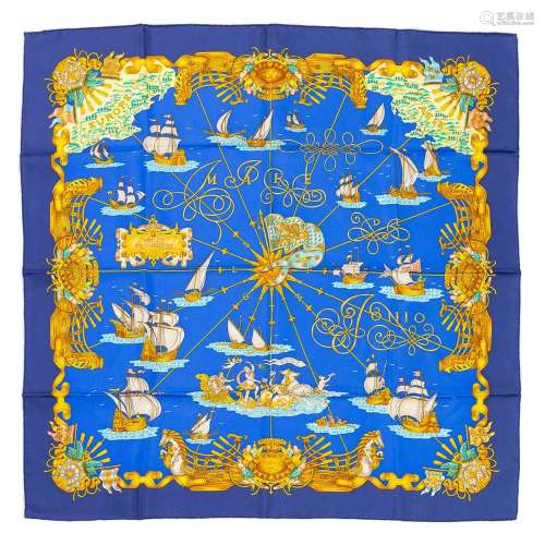 Hermès Paris, a silk scarf 'Mare De Jonio'. (L: 88 x W: 88 c...