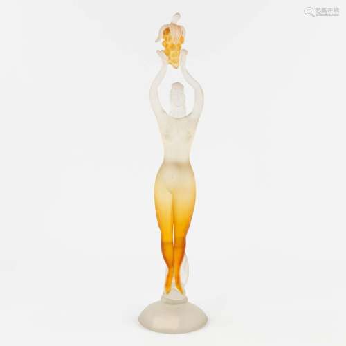 A female figurine holding grapes, Blown Glass, Murano Italy....