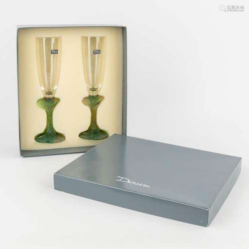 Daum France, 'Nature' a pair of champagne glasses in the ori...