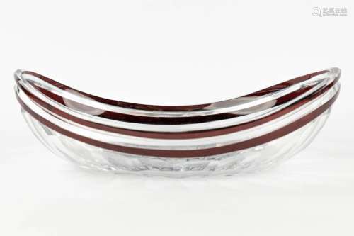 Val Saint Lambert, a bowl made of clear and brown glass, art...