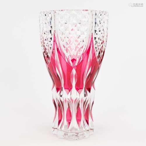 Val Saint Lambert, a vase made of red cut crystal. (H: 28,5 ...