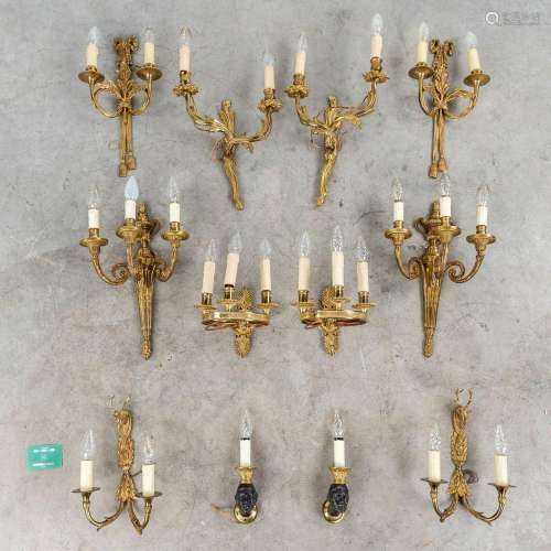 A collection of 6 pairs of wall lamps in Louis XVI, Louis XV...