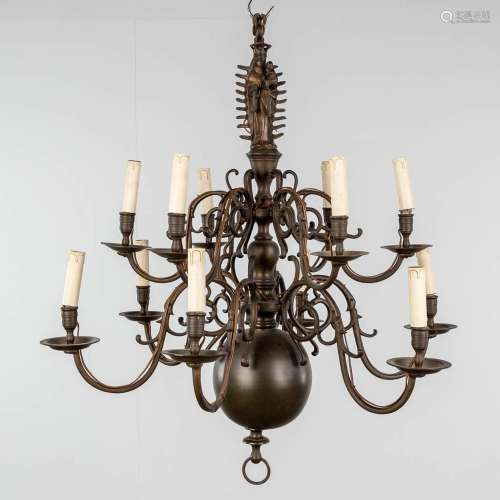 A Flemish candle chandelier, crowned madonna with child, 12 ...