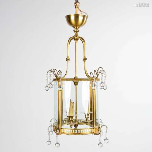 A hall lamp made of brass and glass. Circa 1970. (H: 67 x D:...