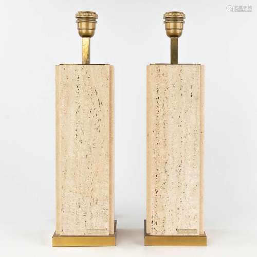 Camille BREESCHE (XX) 'Pair of table lamps' Brass and Traver...