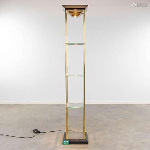 Belgo Chrome, a square etagère with lighting. 20th C. (L: 35...